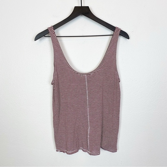 Rag & Bone Michal Linen Blend Tank Top in Burgundy Multi Striped - Picture 7 of 10